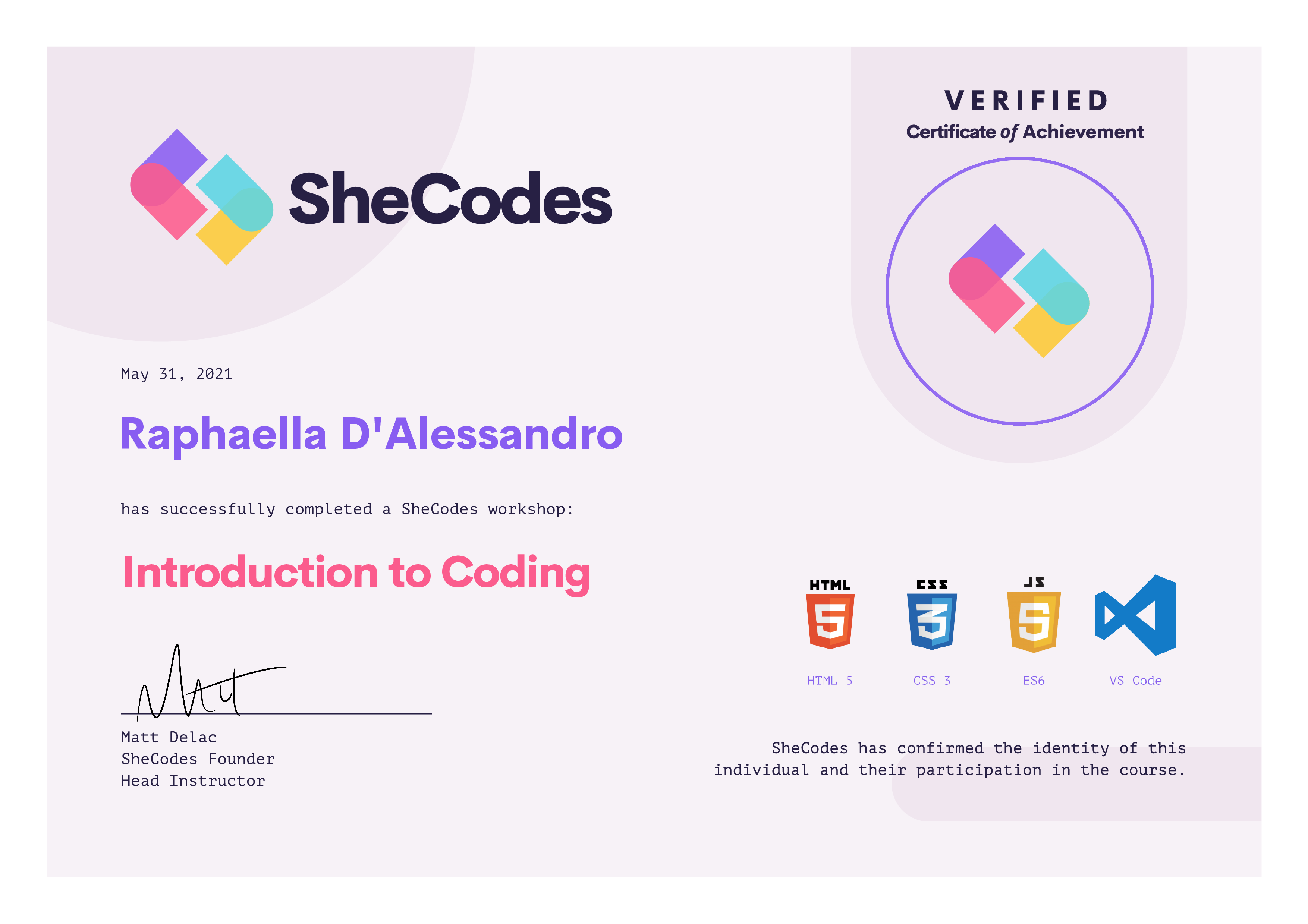 introduction to coding certificate