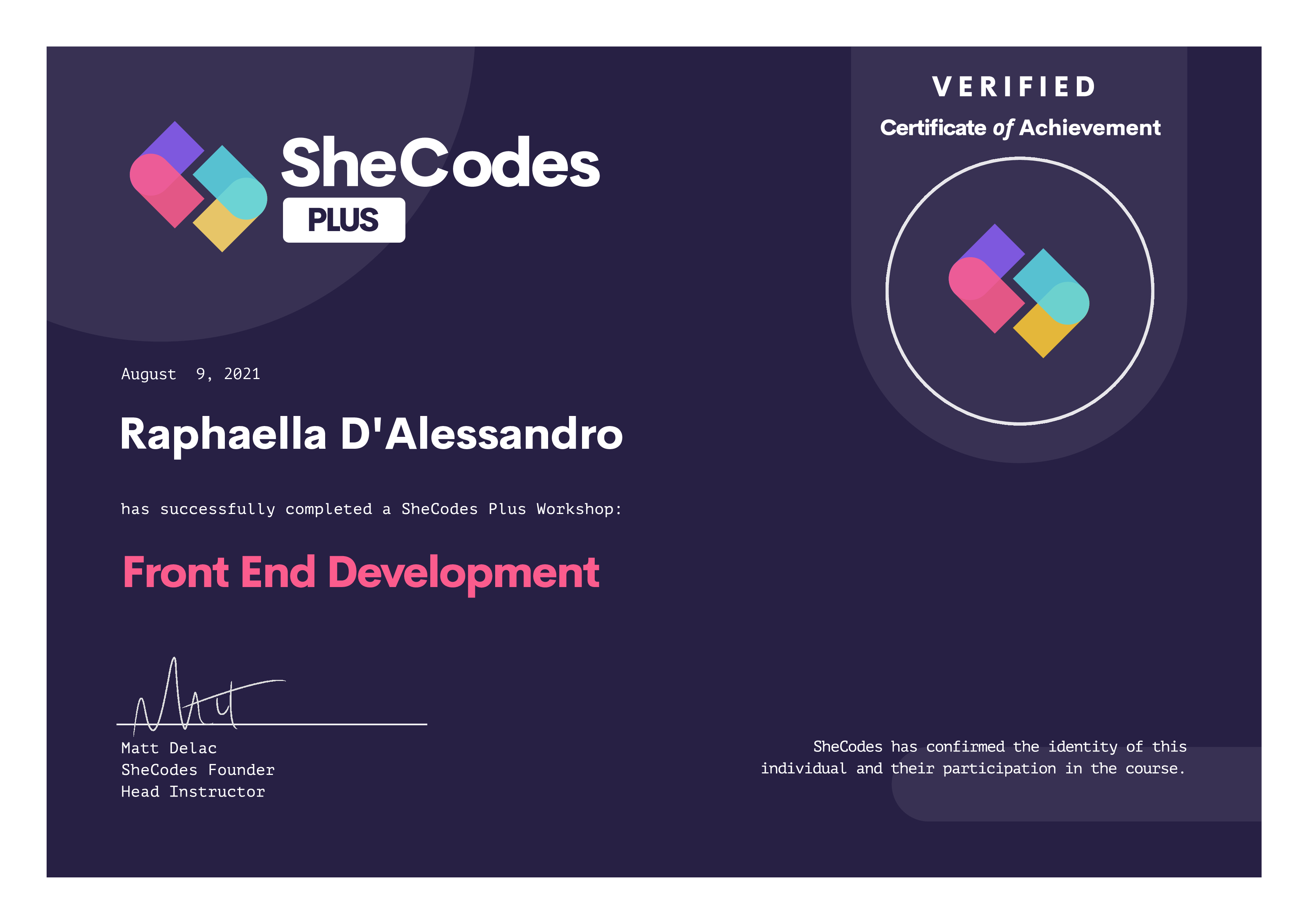 front-end web development certificate